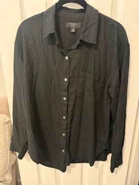 Banana Republic Black Linen Blend Button-Up Shirt